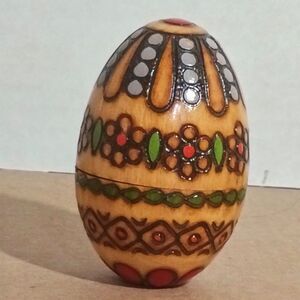 Vintage Russian hand painted wooden nesting Easter egg 3.5"